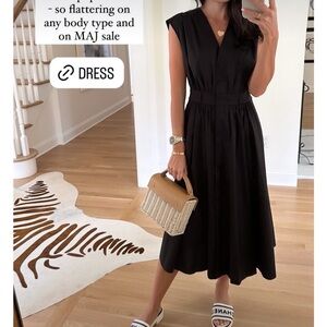 Elegant Black Midi Dress with Belted Waist